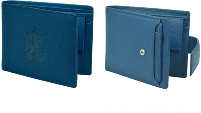 

Hidelink Men Multicolor Genuine Leather Wallet(7 Card Slots), Dark & light blue