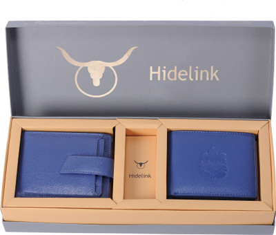 

Hidelink Men Multicolor Genuine Leather Wallet(5 Card Slots), Dark & light blue