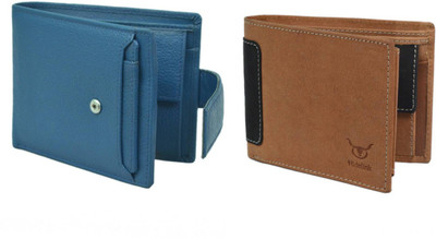 

Hidelink Men Multicolor Genuine Leather Wallet(7 Card Slots), Blue & brown