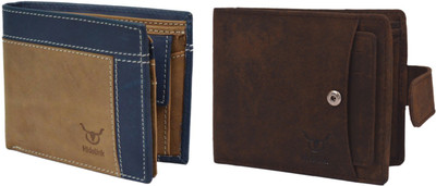 

Hidelink Men Brown Genuine Leather Wallet(7 Card Slots), Light & dark brown
