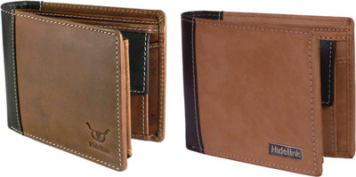 

Hidelink Men Multicolor Genuine Leather Wallet(7 Card Slots), Brown & tan