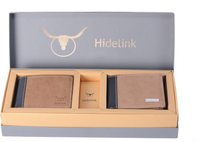 

Hidelink Men Multicolor Genuine Leather Wallet(5 Card Slots), Brown & tan
