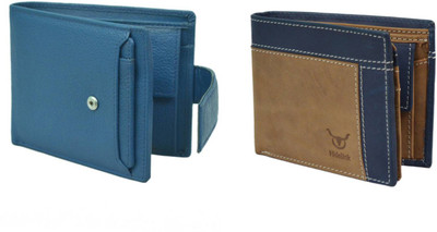 

Hidelink Men Multicolor Genuine Leather Wallet(7 Card Slots), Blue & brown