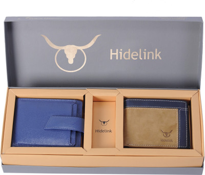 

Hidelink Men Multicolor Genuine Leather Wallet(5 Card Slots), Blue & brown