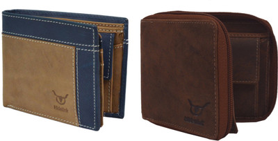 

Hidelink Men Brown Genuine Leather Wallet(7 Card Slots), Light & dark brown