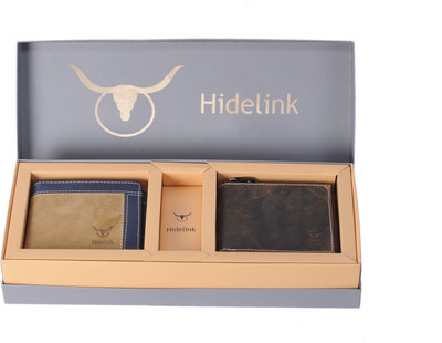 

Hidelink Men Brown Genuine Leather Wallet(5 Card Slots), Light & dark brown