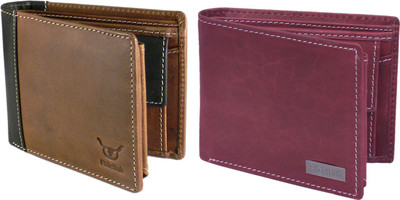 

Hidelink Men Multicolor Genuine Leather Wallet(7 Card Slots), Dark brown & reddish brown