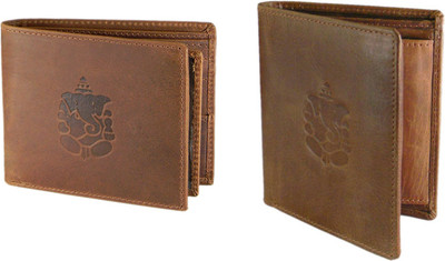 

Hidelink Men Brown Genuine Leather Wallet(7 Card Slots)