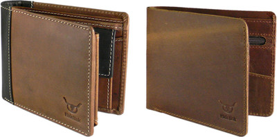 

Hidelink Men Brown Genuine Leather Wallet(7 Card Slots)