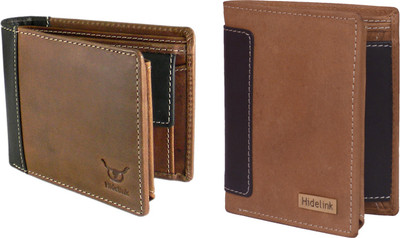 

Hidelink Men Brown Genuine Leather Wallet(7 Card Slots)