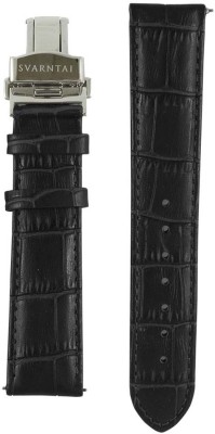 Svarntai Svarntai Men's Silver Burrard Strap 20 mm Genuine Italian Leather with Deployment Clasp Watch Strap(Jet Black)   Watches  (Svarntai)