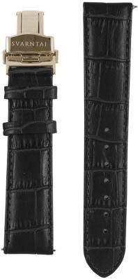 Svarntai Men's Rose Gold Burrard Strap 20 mm Genuine Italian Leather Watch Strap(Jet Black)   Watches  (Svarntai)