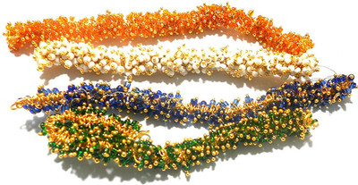 

GOELX Trio Indi Orange White Green with Royal blue Loreals 4 colors combo set for designer jewellery making