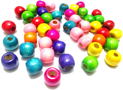 

GOELX Wooden beads 12mm multicolour for jewellery making/ crafts/ hangings- pack of 50