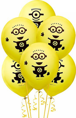 

PartyballoonsHK Printed Minions Balloon(Yellow, Black, Pack of 30)