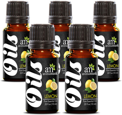 

AromaMusk Lemon Pure Aroma Essential Oil (Therapeutic Grade, Pure & Undiluted) Pack Of 5(10 ml)