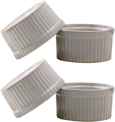 

caffeine Dessert Serving Bowl Ceramic/Stoneware in Glossy White Ramekins (Set of 4) Handmade Ceramic, Stoneware Bowl Set(White, Pack of 4)