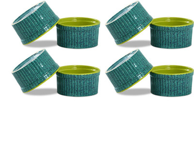 

caffeine Dessert Serving Bowl Ceramic/Stoneware in Glossy Seagreen and Green Ramekins (Set of 8) Handmade Ceramic, Stoneware Bowl Set(Green, Pack of 8)