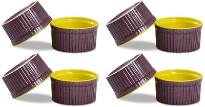 

caffeine Dessert Serving Bowl Ceramic/Stoneware in Glossy Purple and Yellow Ramekins (Set of 8) Handmade Ceramic, Stoneware Bowl Set(Yellow, Purple, Pack of 8)