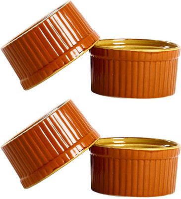 

caffeine Dessert Serving Bowl Ceramic/Stoneware in Glossy Brown and Mustard Ramekins (Set of 4) Handmade Ceramic, Stoneware Bowl Set(Brown, Pack of 2)