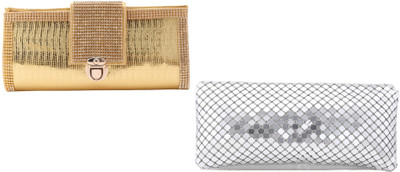 

zuberi couture Casual Gold, Silver Clutch