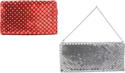 

zuberi couture Casual Red, Silver Clutch