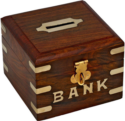 

Craftgasmic Craftgasmic Safe Money Box/Coin Bank Wooden Piggy Bank for Boys Girls and Adults Coin Bank(Brown)