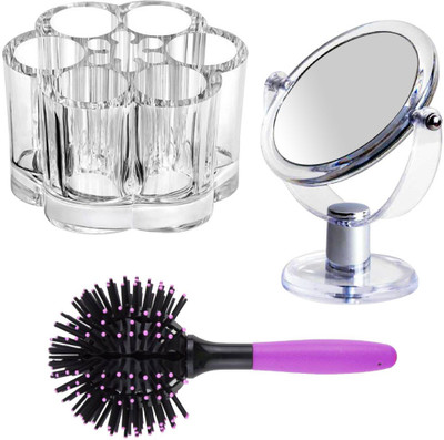 

Evana Hair Brush With Magnifying Mirror Lipstick Holder(Set of 3)