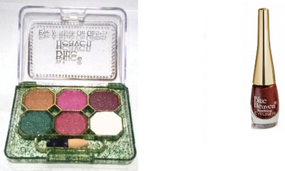Blue Heaven 6 IN 1 Fashion Eye Shadow & Sparkeling Eyeliner 10 Combo.(Set of 2)