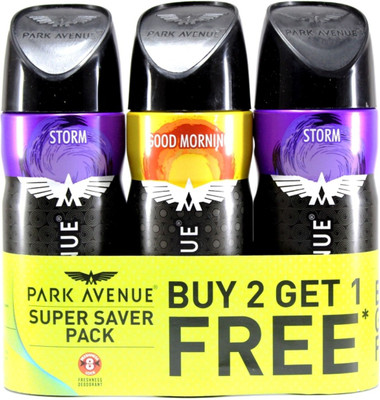 

Park Avenue Storm and Good Morning Super Saver Pack Deodorant Spray - For Men(300 g, Pack of 3)