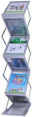 

PathosIndia 4 Compartments Aluminium A4 Catalogue,Magazine,Portable Brochure,Leaflet, Literature Rack, Folding Catalogue,Zigzag catalogue Stand(Silver)