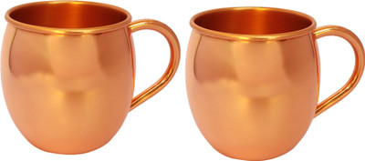 

vaishya impex pvt. ltd. Mosco0w Mule Copper Mug(500 ml, Pack of 2), Orange