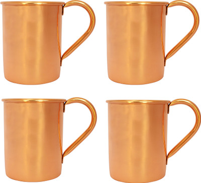 

vaishya impex pvt. ltd. Copper Copper Mug(425 ml, Pack of 4), Orange
