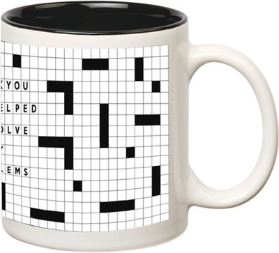 

Huppme Thank You Solve My Problems Inner Balck Coffee Ceramic Mug(350 ml), Black;white