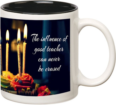 

Huppme Happy Birthday Teacher Inner Balck Coffee Ceramic Mug(350 ml), Black;white