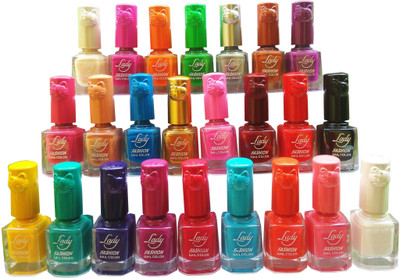 

Lady Fashion matte stylish nail polish combo Red-Yellow-Pink-Black-White-Gold-Purple(Pack of 24)