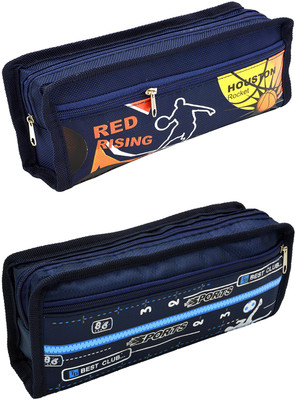 

Hrinkar Cartoon Printed Art Plastic Pencil Boxes(Set of 2, Blue)