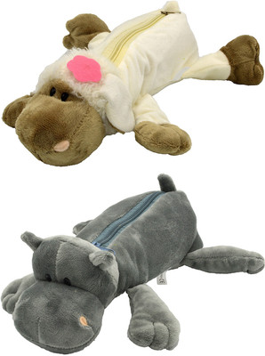 

Hrinkar Cartoon Animal Art Plastic Pencil Boxes(Set of 2, Grey)