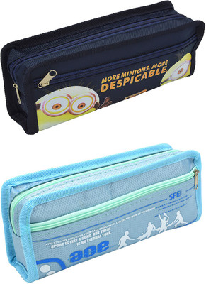 

Hrinkar Cartoon Printed Art Plastic Pencil Boxes(Set of 2, Blue)