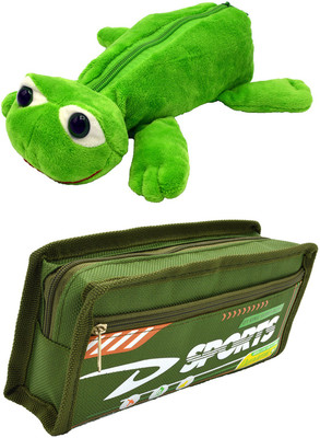 

Talesara Frog and Printed Pencil Box For Kids Boy and Girls - 2 Pcs. Combo Fancy stationary Pouch - PCMB029 Pouch(Green)