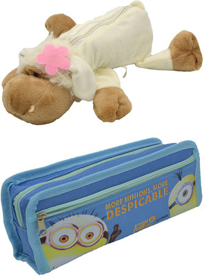 

Hrinkar Cartoon Animal and Printed Art Plastic Pencil Boxes(Set of 2, Multicolor)