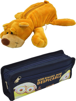 

Hrinkar Cartoon Animal and Printed Art Plastic Pencil Boxes(Set of 2, Multicolor)