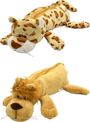 

Talesara Tiger and Lion Animal Cotton Pencil Box For Kids Boy and Girls - 2 Pcs. Combo Fancy stationary Pouch - PCMB316 Pouch(Brown)