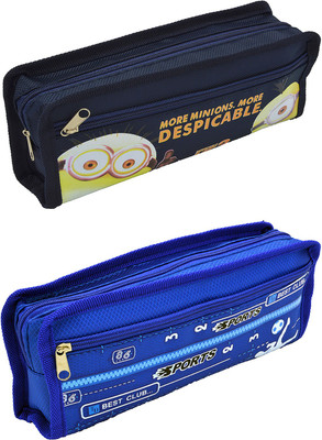 

Hrinkar Cartoon Printed Art Plastic Pencil Boxes(Set of 2, Blue)