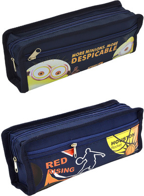 

Hrinkar Cartoon Printed Art Plastic Pencil Boxes(Set of 2, Blue)
