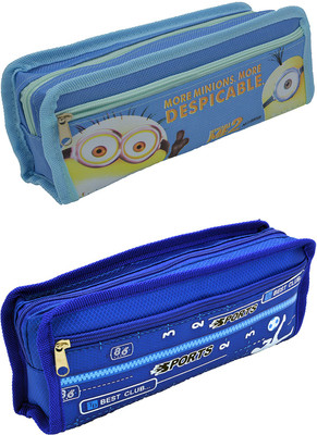 

Hrinkar Cartoon Printed Art Plastic Pencil Boxes(Set of 2, Blue)