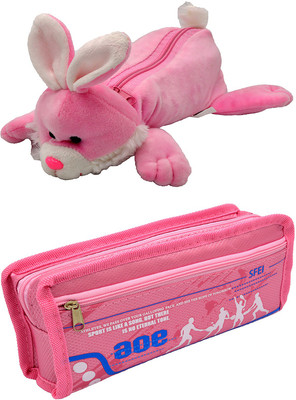 

Hrinkar Cartoon Animal and Printed Art Plastic Pencil Boxes(Set of 2, Pink)
