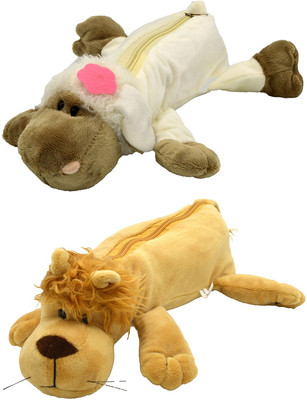 

Talesara Dog and Lion Animal Cotton Pencil Box For Kids Boy and Girls - 2 Pcs. Combo Fancy stationary Pouch - PCMB046 Pouch(Multicolor)