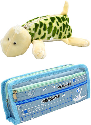 

Hrinkar Cartoon Animal and Printed Art Plastic Pencil Boxes(Set of 2, Multicolor)