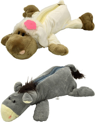 

Talesara Dog and Donkey Animal Cotton Pencil Box For Kids Boy and Girls - 2 Pcs. Combo Fancy stationary Pouch - PCMB044 Pouch(Grey)